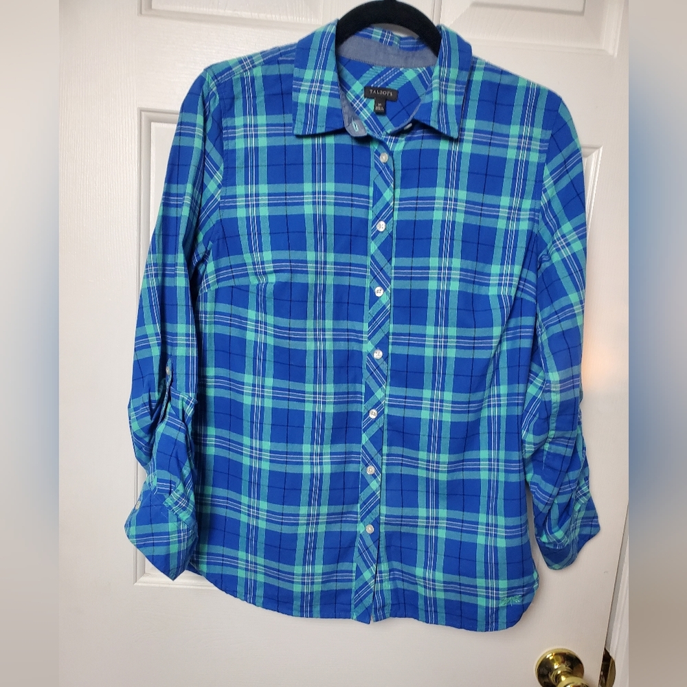 Talbots Size Medium Flannel Button Down - image 1